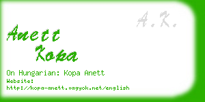 anett kopa business card